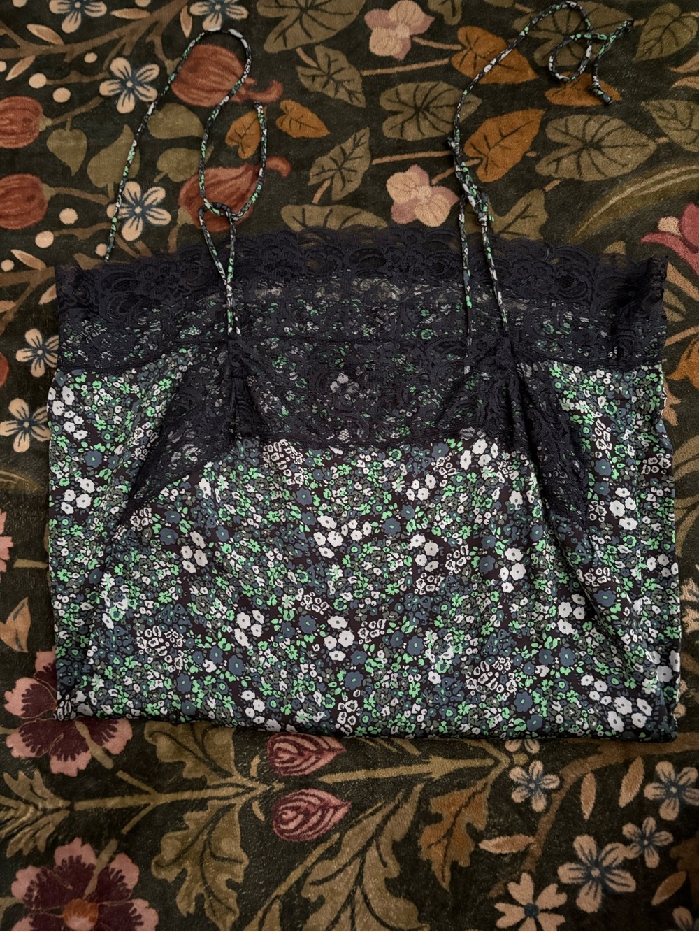 Aerie Floral Lace Trim Mini Slip Dress